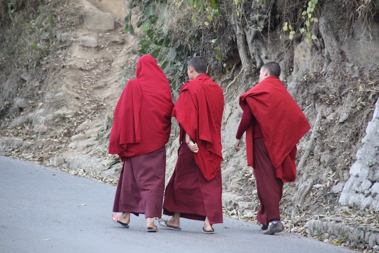 Monks around Punakha - Mochilao a Dois - Butão Monks around Punakha - Viajando pelo Butão