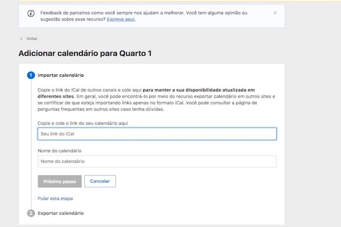 Como sincronizar calendário na Booking
