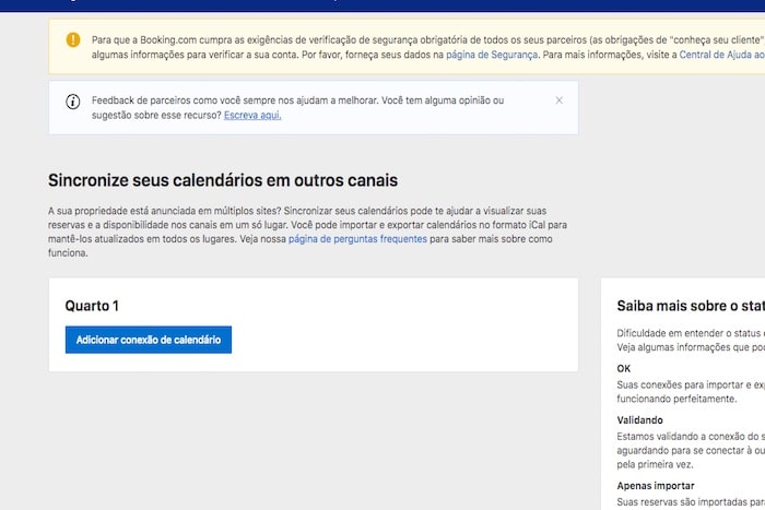 Como sincronizar calendário na Booking